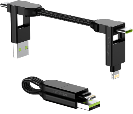 Rolling Square InCharge X, 100W, USB-C/Lightning/MicroUSB, 7cm, Svart