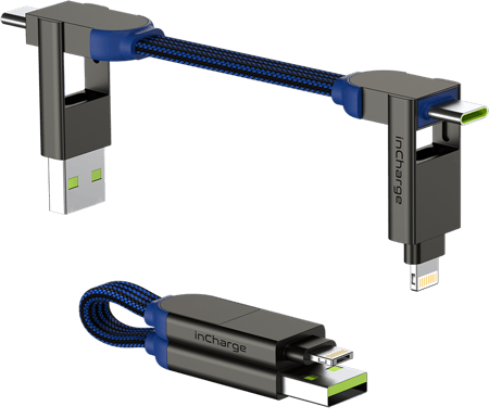 Rolling Square InCharge X, 100W, USB-C/Lightning/MicroUSB, 7cm, Blå