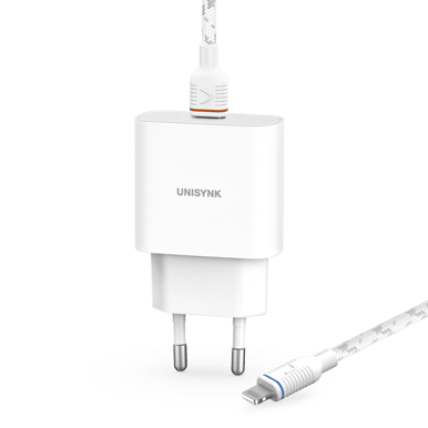 Unisynk Lightning Slim Laddningskit 20W Vit