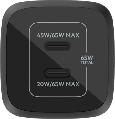 Belkin Väggladdare GaN 2x USB-C 65W PD Svart