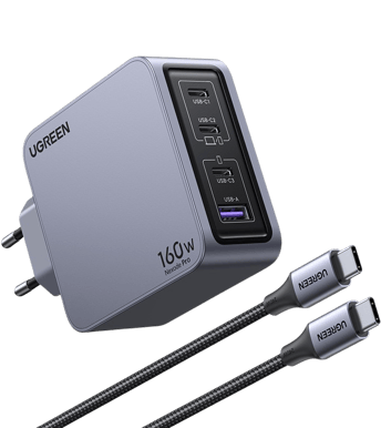 UGREEN Nexode Pro 160W 4-Ports GaN-laddare inklusive 240W USB-C kabel