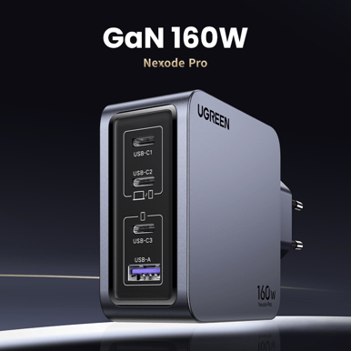 UGREEN Nexode Pro 160W 4-Ports GaNl-addare inklusive 240W USB-C kabel 