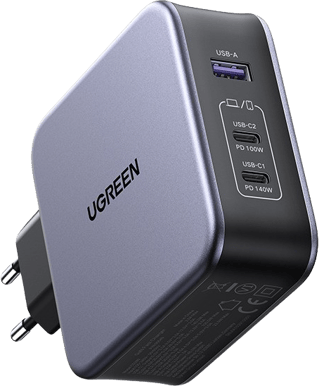 UGREEN Nexode 140W USB-C PD GaN Väggladdare, Ink USB-C 1.5m kabel