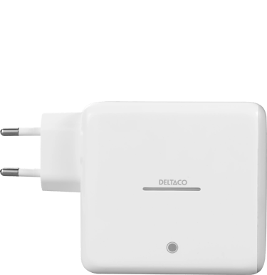 DELTACO USB-C väggladdare med inbyggd powerbank 9600 mAh, vit