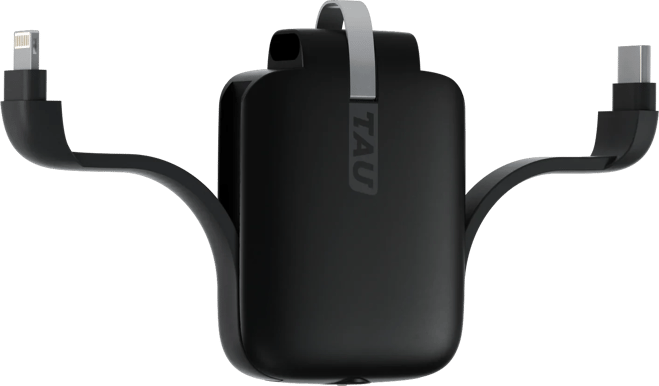 Rolling Square TAU powerbank, 1400mAh, C/Lightning/Micro USB, svart