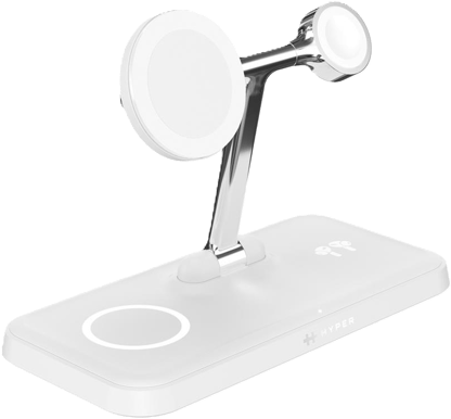 Hyper Trådlös laddare Qi2 4-in-1 Magnetic Charging Stand - Vit