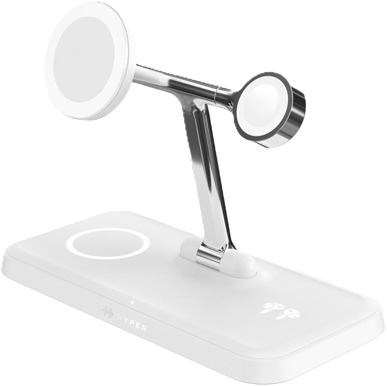 Hyper Trådlös laddare Qi2 4-in-1 Magnetic Charging Stand - Vit
