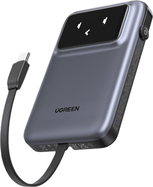 UGREEN UNO Powerbank 10000 mAh med inbyggd kabel