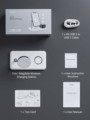 UGREEN Magsafe 3-In-1 Trådlös laddare