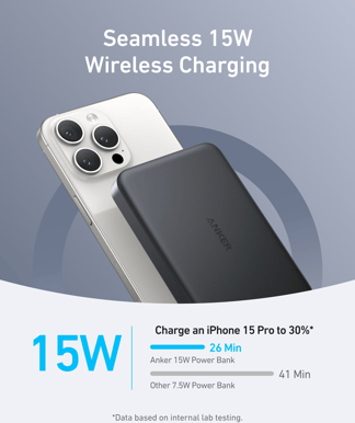 Anker MagGo Slim Powerbank 10000 mAh, Svart