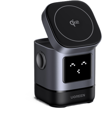 UGREEN Uno Qi2 2-In-1 Trådlös laddare Grå