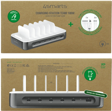 4smarts Laddningsstation 100W 6 portar inkl kablar