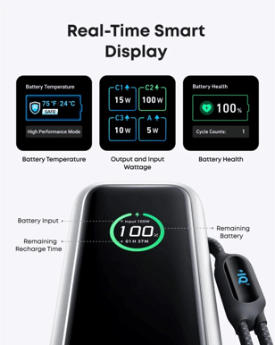 Anker Powerbank 25000 mAh 165W med inbyggda kablar