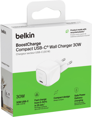 Belkin Väggladdare USB-C 30W Vit