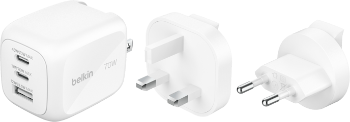 Belkin Väggladdare GaN USB-C 70W PD med resepluggar