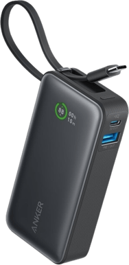 Anker Nano Powerbank 10000 mAh 30W inbyggd USB-C kabel Svart
