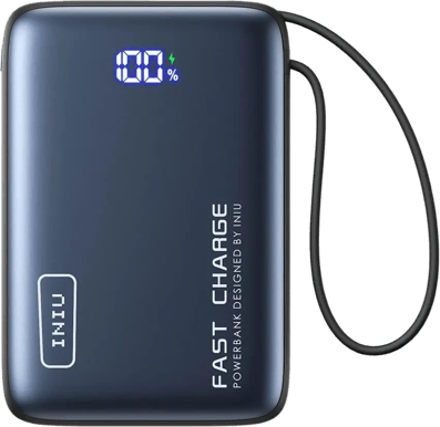 INIU Powerbank 20000 mAh Pocket Power 20W med inbyggd USB-C kabel