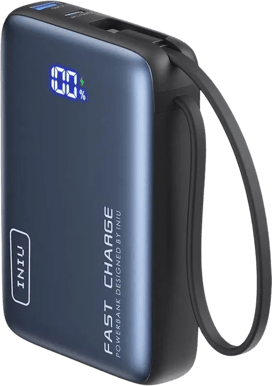 INIU Powerbank 20000 mAh Pocket Power 20W med inbyggd USB-C kabel