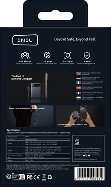 INIU Pocket Pro Slim Powerbank 10000 mAh 45W Svart