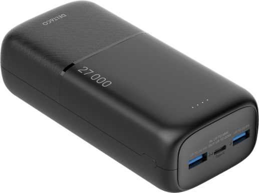 DELTACO Powerbank 27 000 mAh 20W Svart