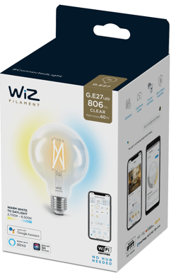 WiZ WiFi Smart LED E27 Glob 60W Filam Varm-kallvit