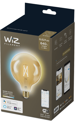 WiZ WiFi Smart LED E27 Glob 120 50W Filament Ambe