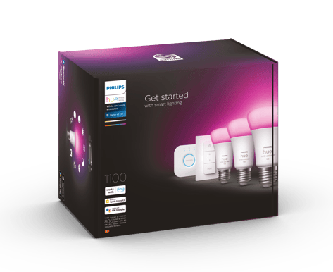 Philips Hue Startkit White Color 9W E27 3-pack + Dimmer Switch