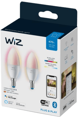 WiZ Wi-Fi Lampa E14 Kron RGB 2-pack