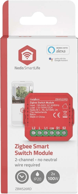 Nedis SmartLife Strömbrytare 2 kanaler Zigbee