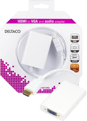 DELTACO Adapter HDMI ha till VGA ho Vit 0.2m