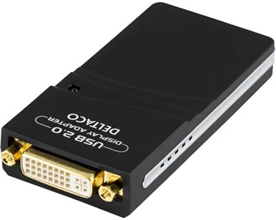 Deltaco USB 2.0 till VGA/DVI/HDMI-Adapter Svart
