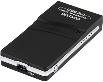 Deltaco USB 2.0 till VGA/DVI/HDMI-Adapter Svart