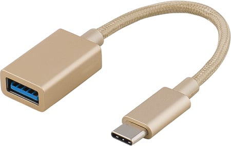 DELTACO USB 3.1 Adapter C ha till USB A ho Guld Tygsladd