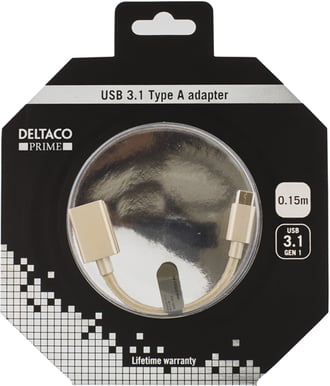DELTACO USB 3.1 Adapter C ha till USB A ho Guld Tygsladd