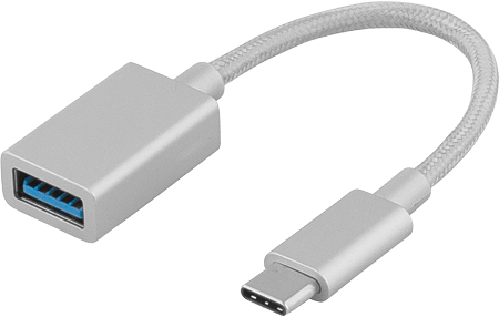DELTACO USB 3.1 Adapter C ha till USB A ho Silver Tygsladd