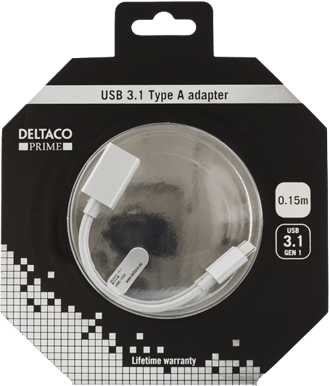 DELTACO USB 3.1 Adapter C ha till USB A ho Silver Tygsladd