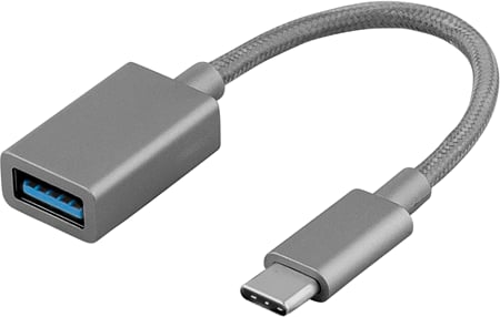 DELTACO USB 3.1 Adapter C ha till USB A ho Grå Tygsladd