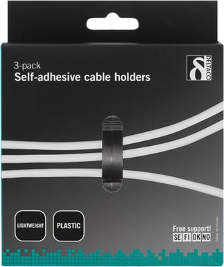 Kabelhållare med 3 platser Självhäftande 3-pack Svart