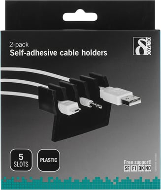 DELTACO Kabelhållare 2-p Svart