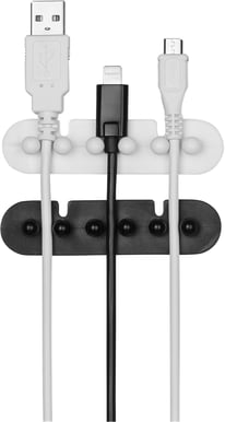 DELTACO Kabelhållare 2-p Svart/Vit