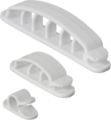 Kabelhållare med 1/3/6 platser Självhäftande 10-pack Vit