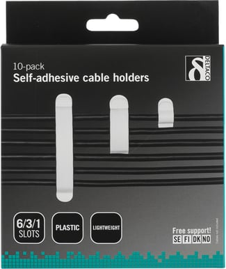 Kabelhållare med 1/3/6 platser Självhäftande 10-pack Vit