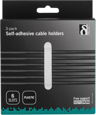 Kabelhållare med 6 platser Självhäftande 3-pack Vit