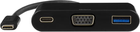 DELTACO USB 3.1 Adapter C ha till VGA/USB A/USB C Svart