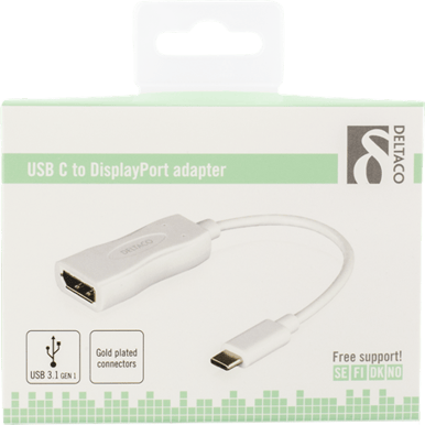DELTACO USB 3.1 Adapter C ha till DisplayPort ho Vit