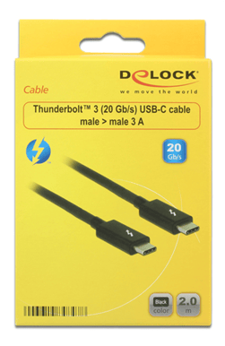 DeLock Thunderbolt 3 USB-C-kabel 60W Svart 2m