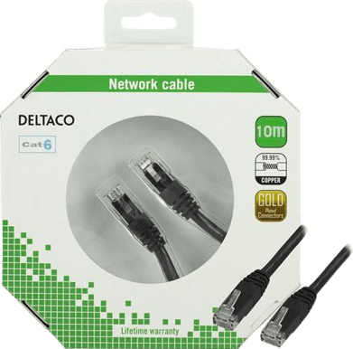 DELTACO TP-kabel Cat6 U/UTP Svart (F) 10 m