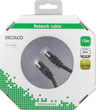 DELTACO TP-kabel Cat6 U/UTP Svart (F) 10 m