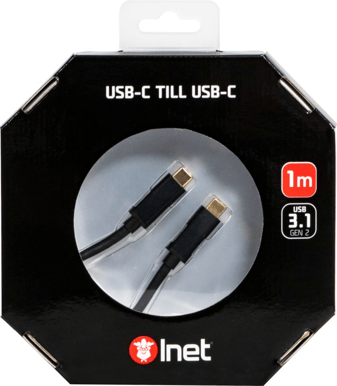Inet USB 3.1 kabel C-C ha Svart 1m - Sveavägen