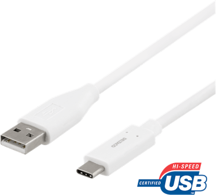 DELTACO USB 2.0-kabel C-A 0,5 m Vit